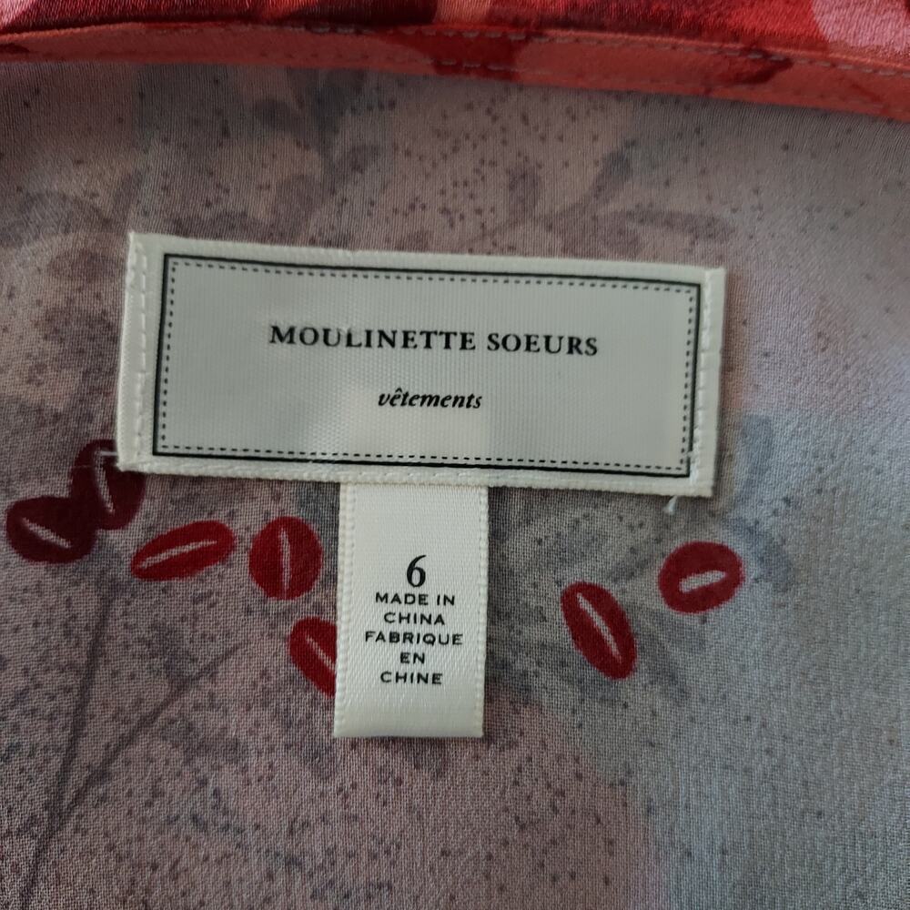 Moulinette Soeurs Sheer Coral Silk Spring Dress Size 6 - Picture 11 of 12